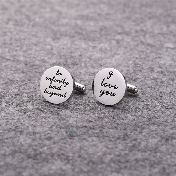 Men's I Love You To Infinity And Beyond Cufflinks - Silver - image 0