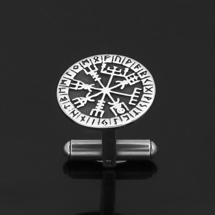 Men's Viking Compass Rune Vegvisir Cufflinks - image 3
