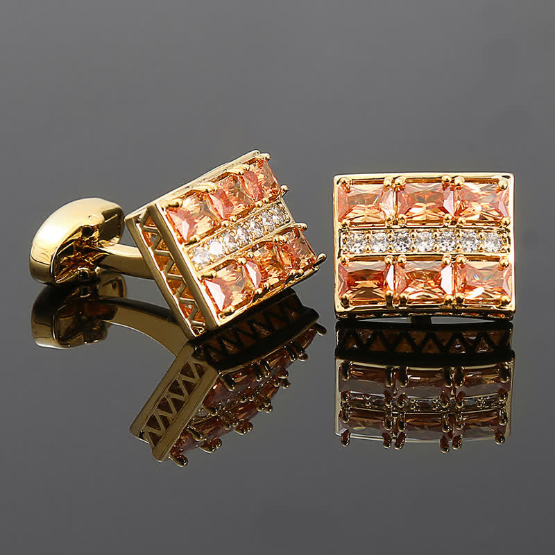Men's Gold Plated Luxury Shiny Zircon Cufflinks - Champagne - image 1