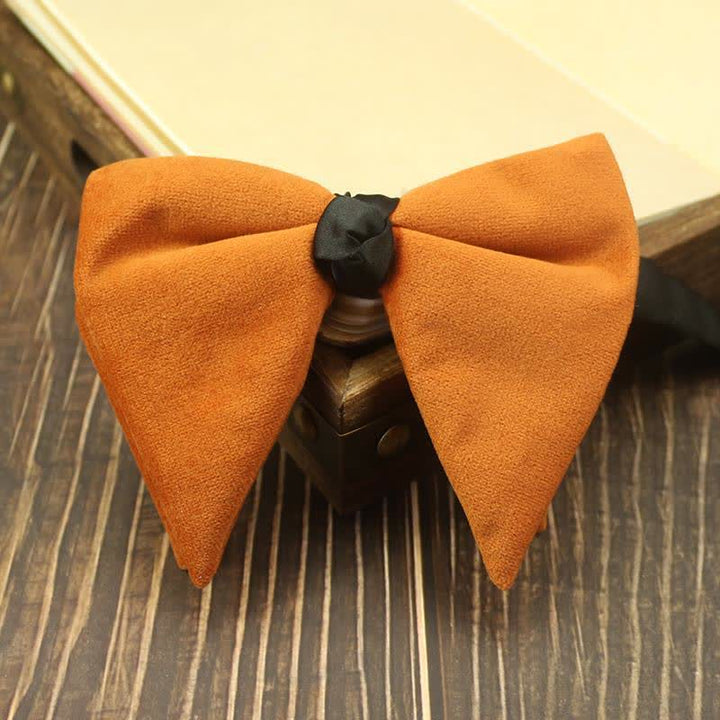 Men's Velvet Oversized Pointed Wedding Bow Tie - Orange - image 6