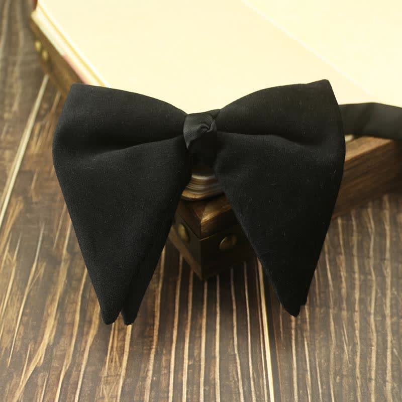 Men's Velvet Oversized Pointed Wedding Bow Tie - Black #2 - image 12