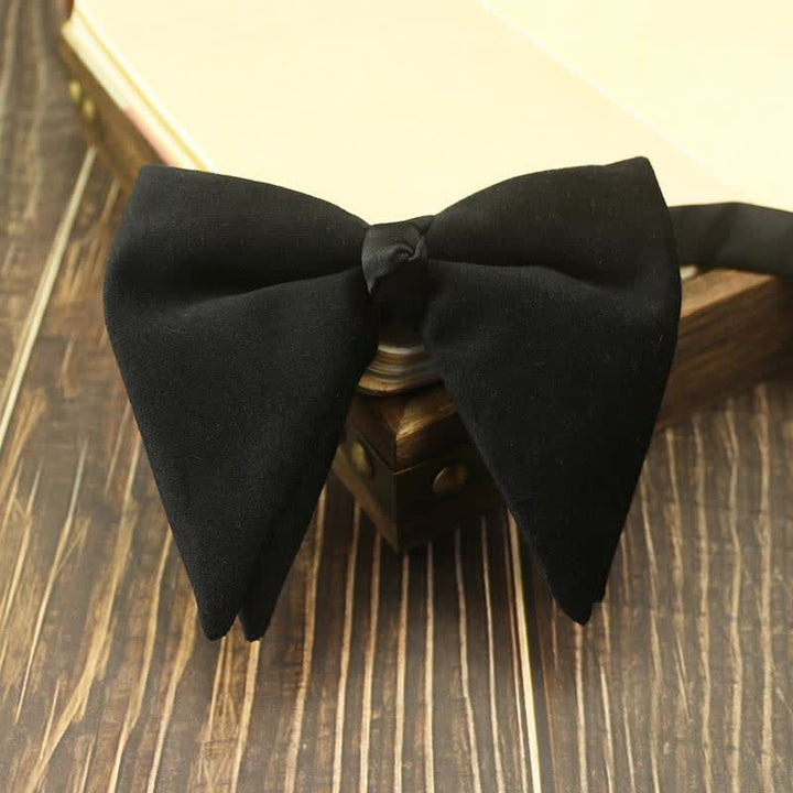 Men's Velvet Oversized Pointed Wedding Bow Tie - Black #2 - image 12