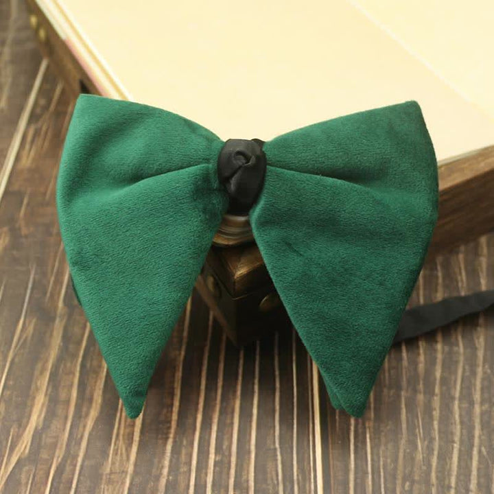 Men's Velvet Oversized Pointed Wedding Bow Tie - Green - image 9