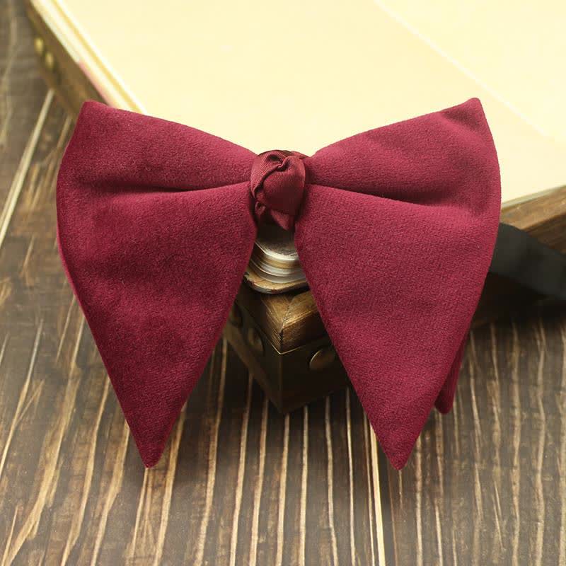 Men's Velvet Oversized Pointed Wedding Bow Tie - Dark Red #2 - image 13