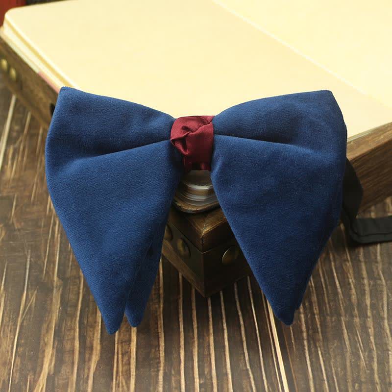 Men's Velvet Oversized Pointed Wedding Bow Tie - Dark Blue #2 - image 15