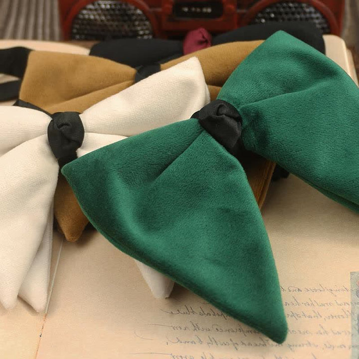 Men's Velvet Oversized Pointed Wedding Bow Tie - image 3
