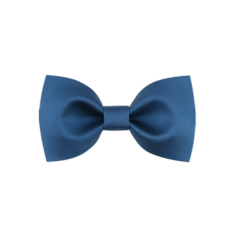 Men's Classic Simple Solid Color Wedding Bow Tie - Style #1 - Navy - image 2