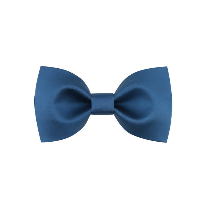 Men's Classic Simple Solid Color Wedding Bow Tie - Style #1 - Navy - image 2
