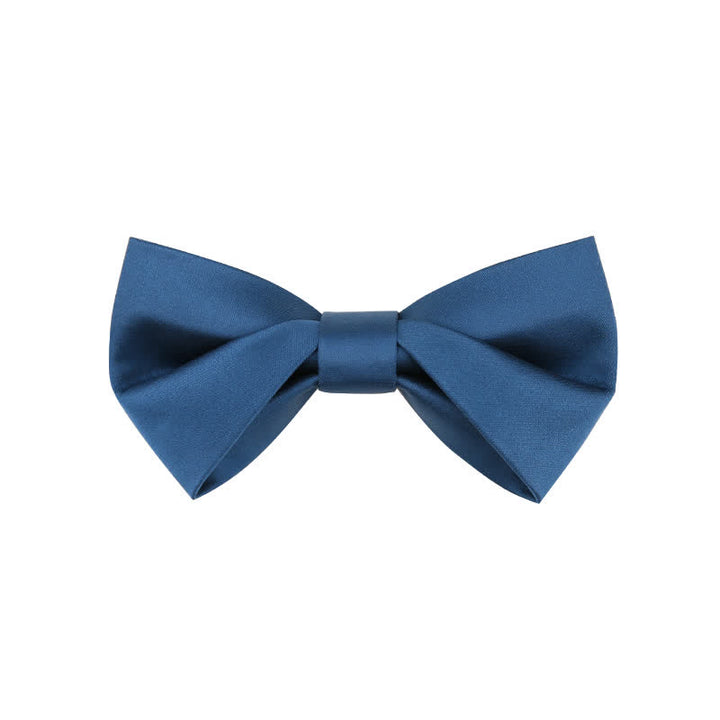 Men's Classic Simple Solid Color Wedding Bow Tie - Style #2 - Navy - image 6