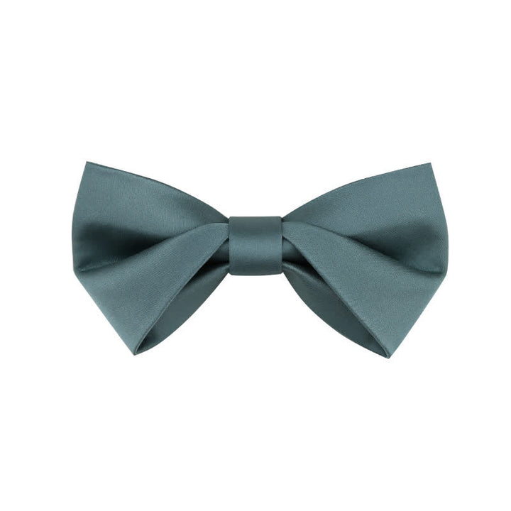 Men's Classic Simple Solid Color Wedding Bow Tie - Style #2 - DarkCyan - image 8