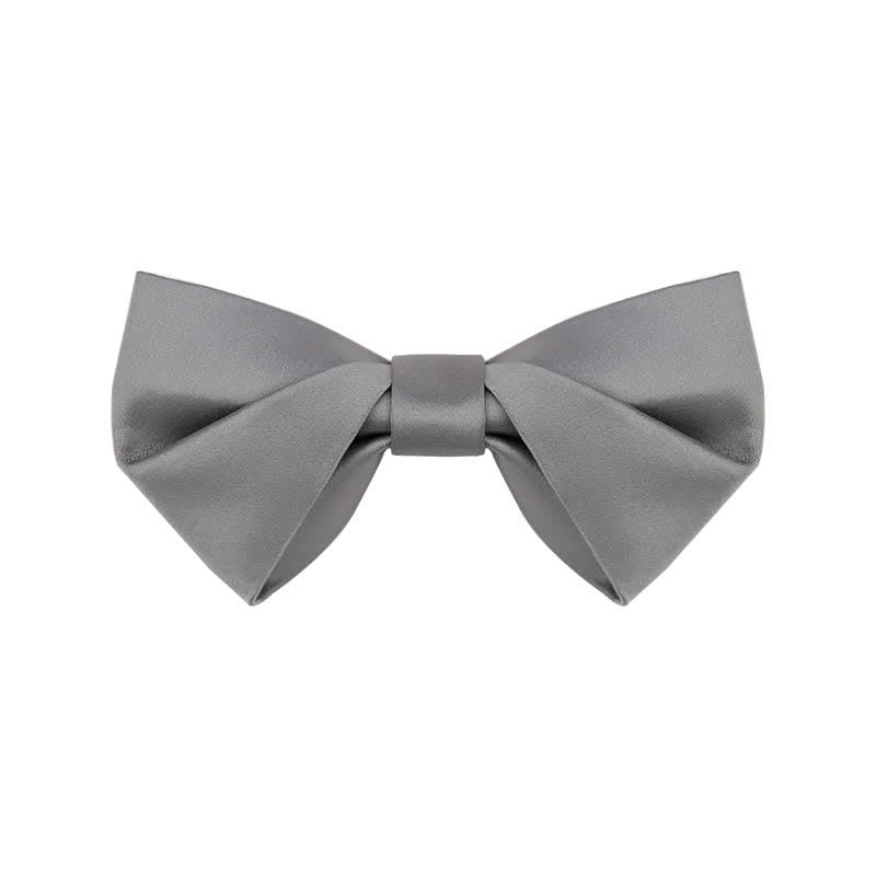 Men's Classic Simple Solid Color Wedding Bow Tie - Style #2 - Gray - image 12