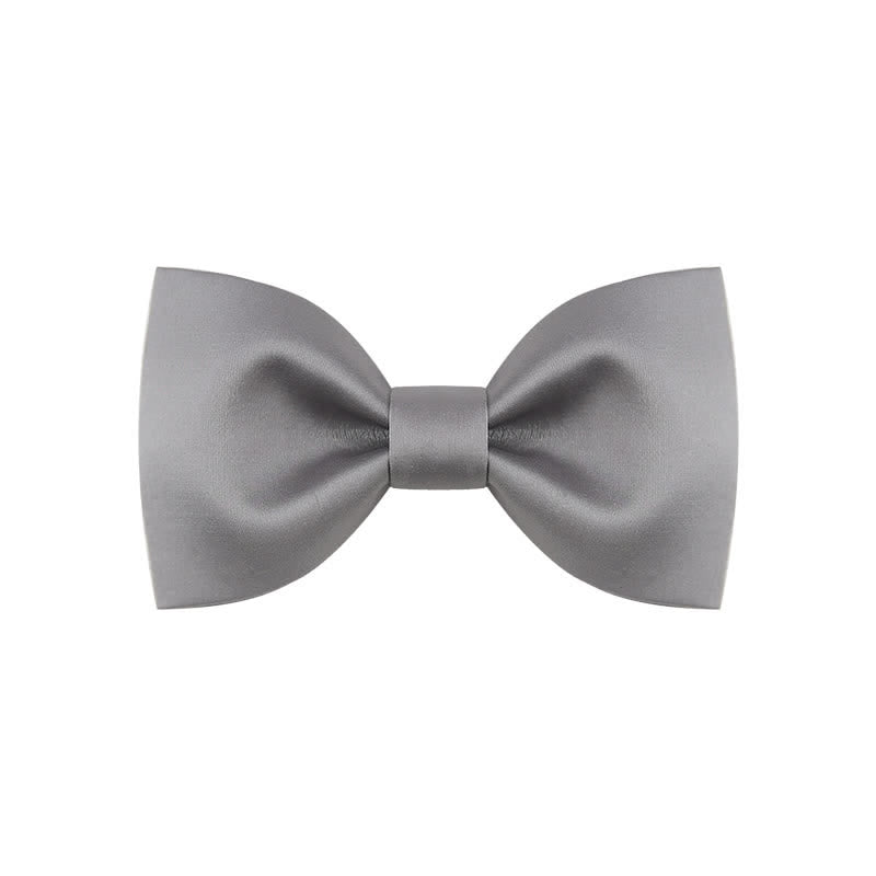 Men's Classic Simple Solid Color Wedding Bow Tie - Style #1 - Gray - image 11