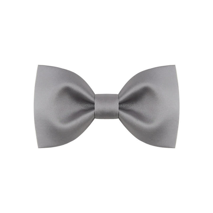 Men's Classic Simple Solid Color Wedding Bow Tie - Style #1 - Gray - image 11