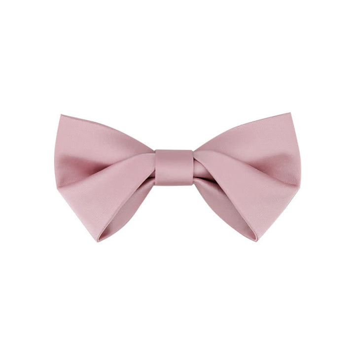 Men's Classic Simple Solid Color Wedding Bow Tie - Style #2 - Pink - image 22
