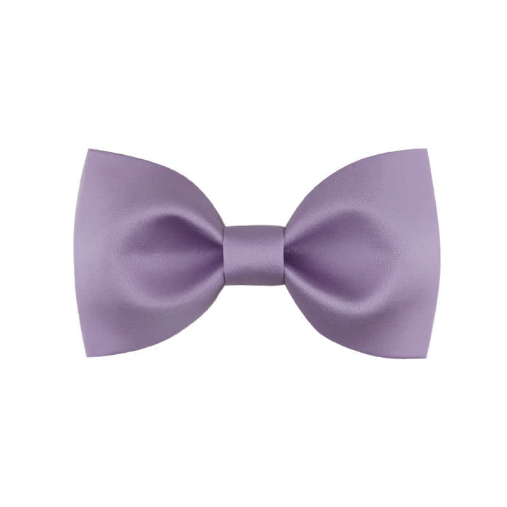 Men's Classic Simple Solid Color Wedding Bow Tie - Style #1 - Violet - image 19