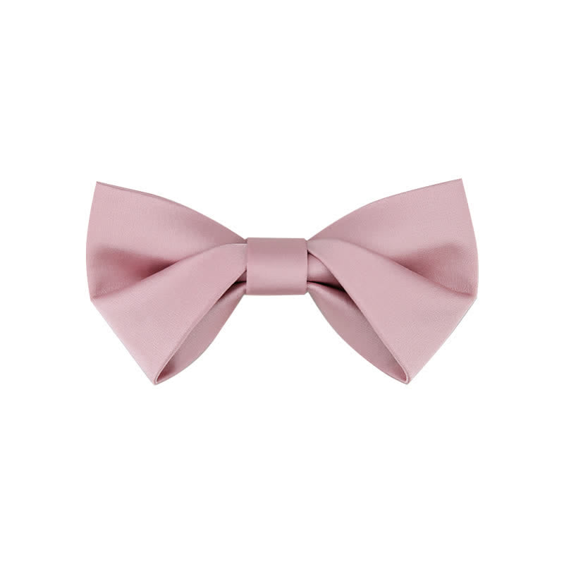 Men's Classic Simple Solid Color Wedding Bow Tie - Style #2 - Pink - image 22