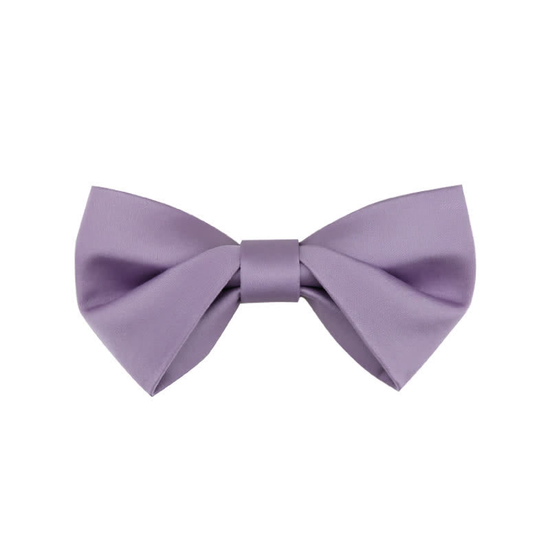 Men's Classic Simple Solid Color Wedding Bow Tie - Style #2 - Violet - image 20