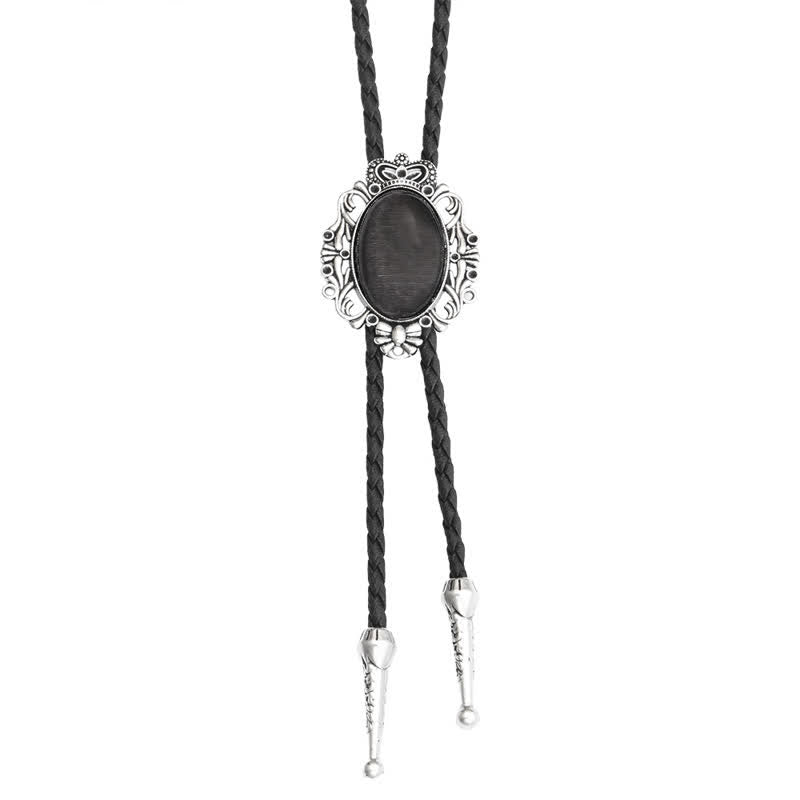 Vintage Crown Acrylic Opal Oval Bolo Tie - image 6