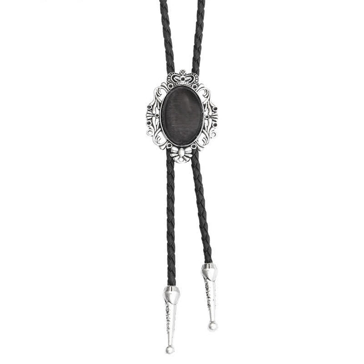 Vintage Crown Acrylic Opal Oval Bolo Tie - image 6