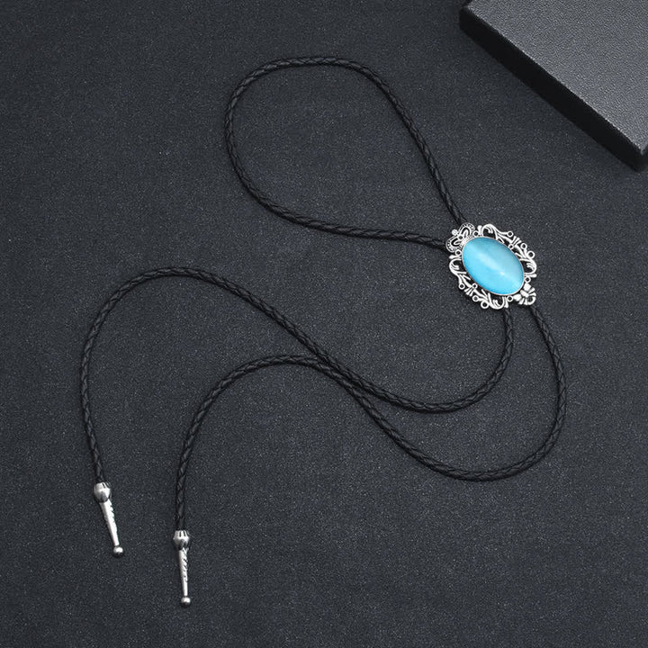 Vintage Crown Acrylic Opal Oval Bolo Tie - image 8
