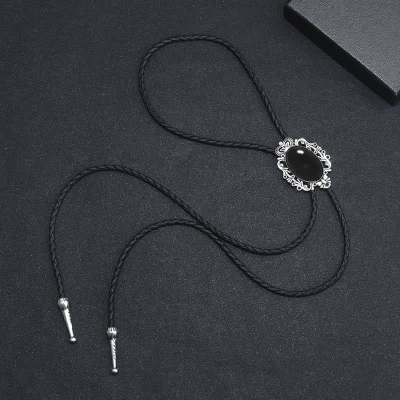 Vintage Crown Acrylic Opal Oval Bolo Tie - image 2