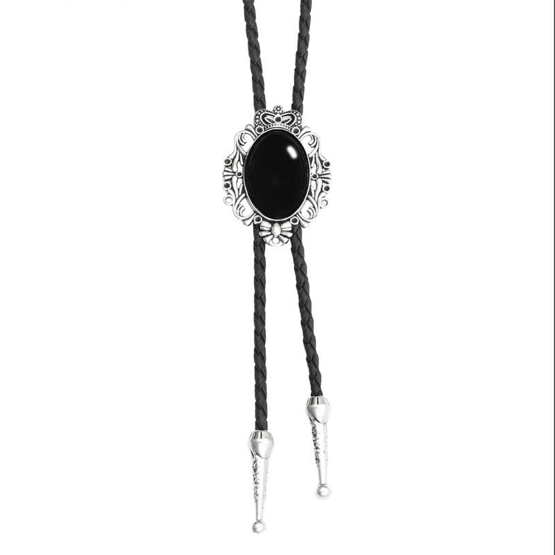 Vintage Crown Acrylic Opal Oval Bolo Tie - image 3