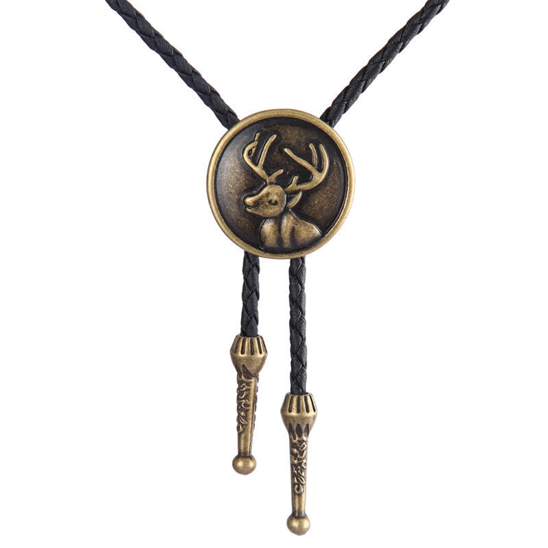 Western Deer Head Cowboy Rodeo Bolo Tie - Antique Bronze - image 0