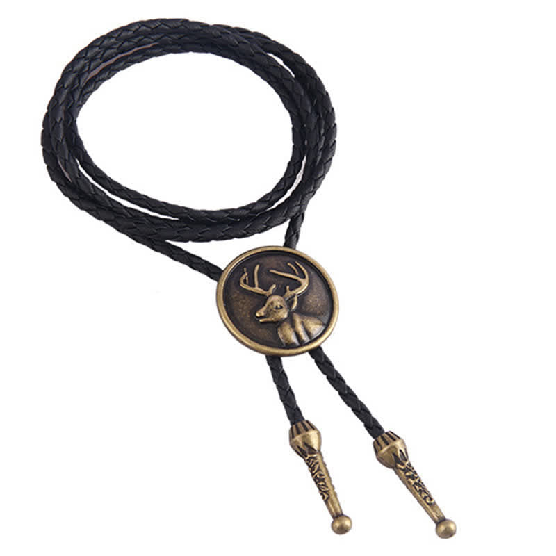 Western Deer Head Cowboy Rodeo Bolo Tie - image 1