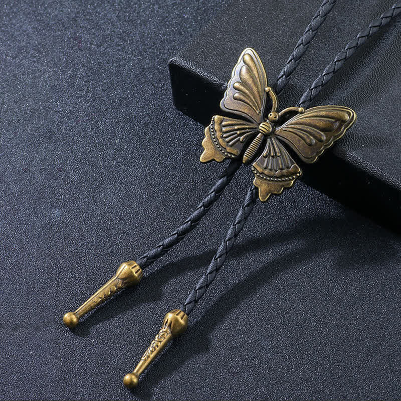 Charming Dance Butterfly Braided Bolo Tie - Antique Bronze - image 1