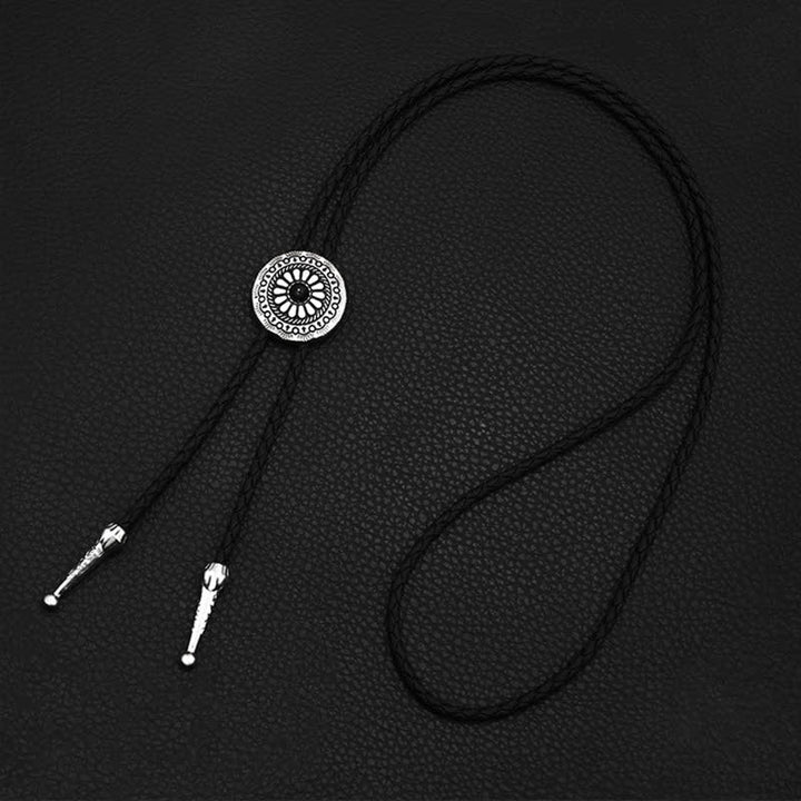 Round Turquoise Stone Centerpiece Bolo Tie - image 11