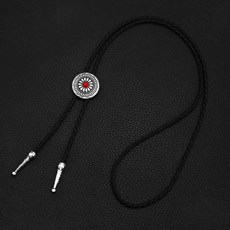 Round Turquoise Stone Centerpiece Bolo Tie - image 9