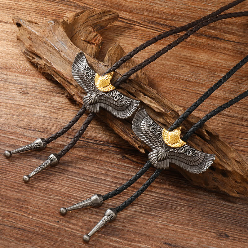 Retro Flying Eagle Spreading Wings Bolo Tie - image 0