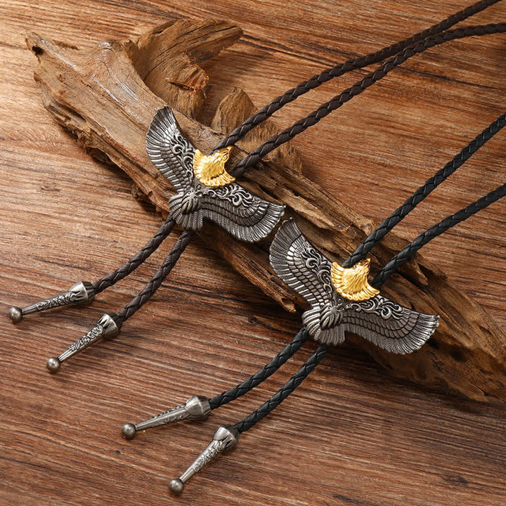 Retro Flying Eagle Spreading Wings Bolo Tie - image 0