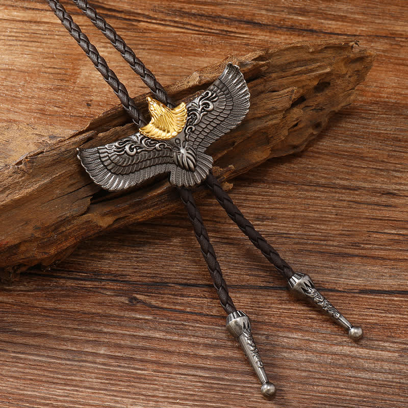 Retro Flying Eagle Spreading Wings Bolo Tie - Coffee - image 2