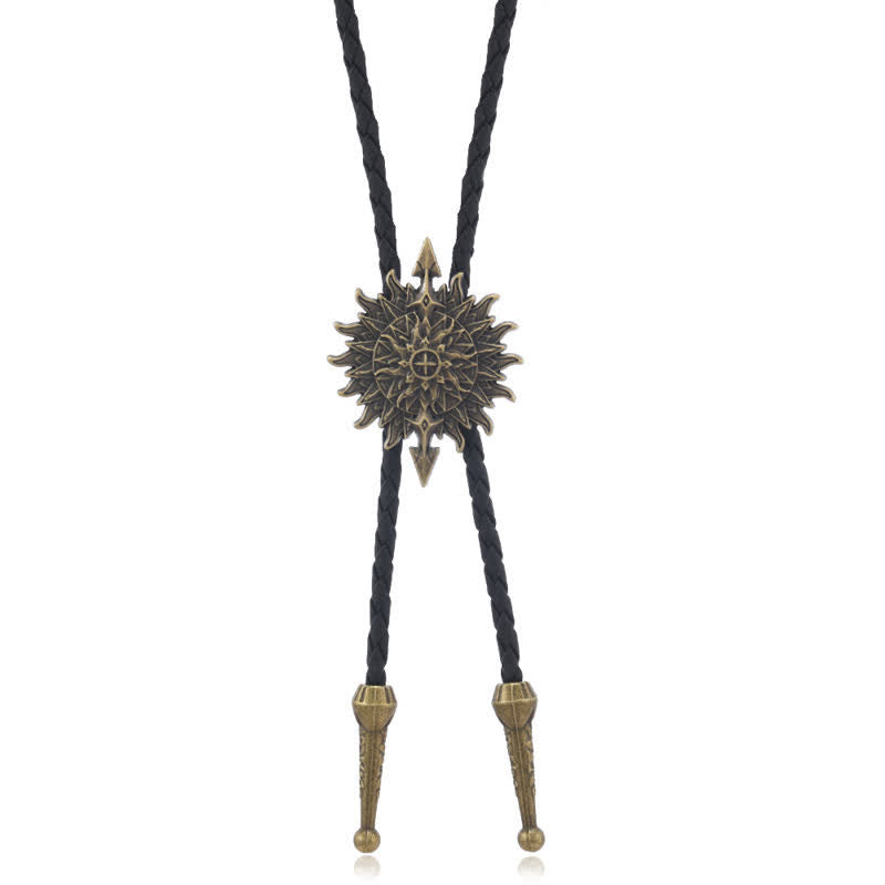 Vintage Sunflower Arrow Design Bolo Tie - Antique Bronze - image 2