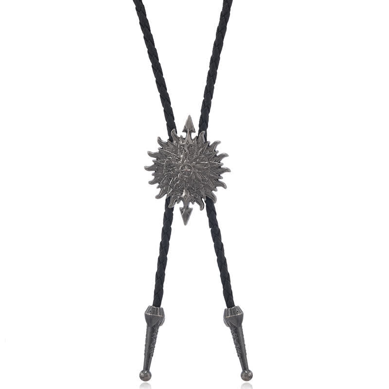 Vintage Sunflower Arrow Design Bolo Tie - Antique Silver - image 4