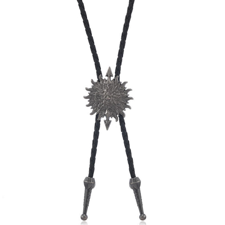 Vintage Sunflower Arrow Design Bolo Tie - Antique Silver - image 4