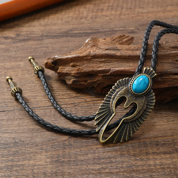 Western Eagle Bird Turquoise Stone Bolo Tie - image 4