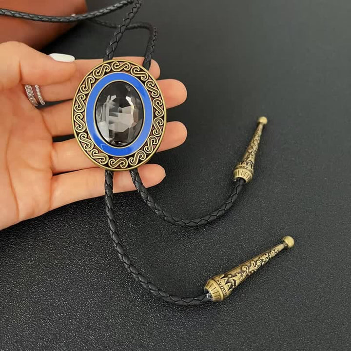 Western Style Middle Inlay Crystal Bolo Tie - image 5