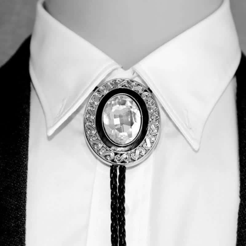 Western Style Middle Inlay Crystal Bolo Tie - image 8