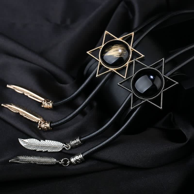 Hexagram Star Gemstone Shirt Collar Bolo Tie - image 2