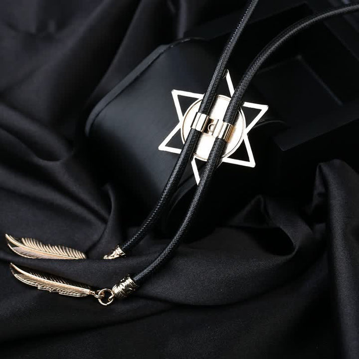 Hexagram Star Gemstone Shirt Collar Bolo Tie - image 3