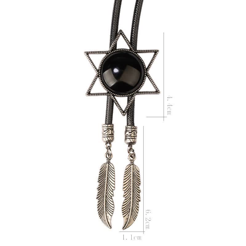 Hexagram Star Gemstone Shirt Collar Bolo Tie - image 4
