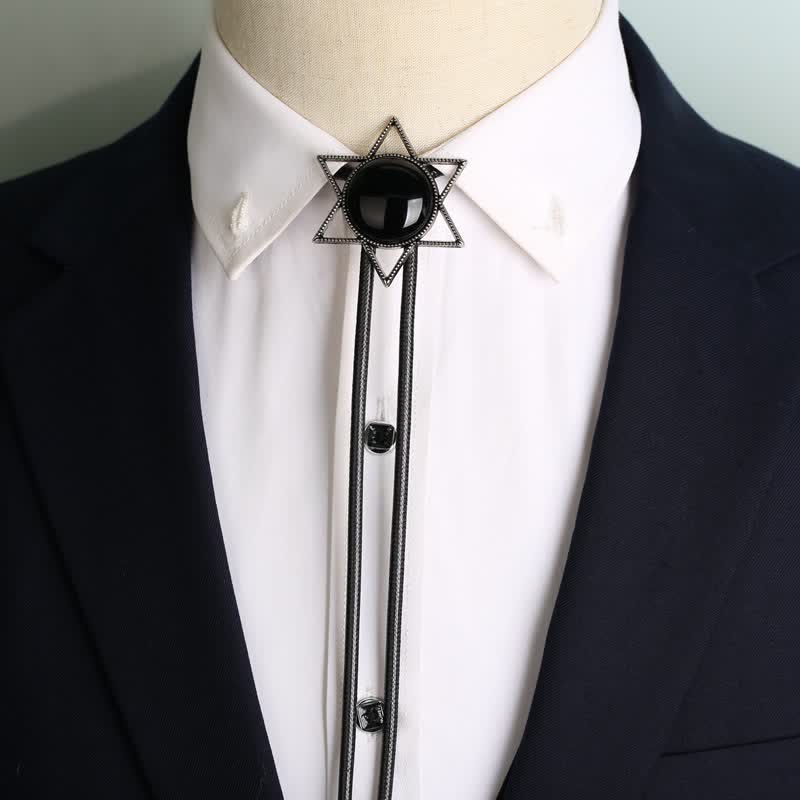 Hexagram Star Gemstone Shirt Collar Bolo Tie - image 6