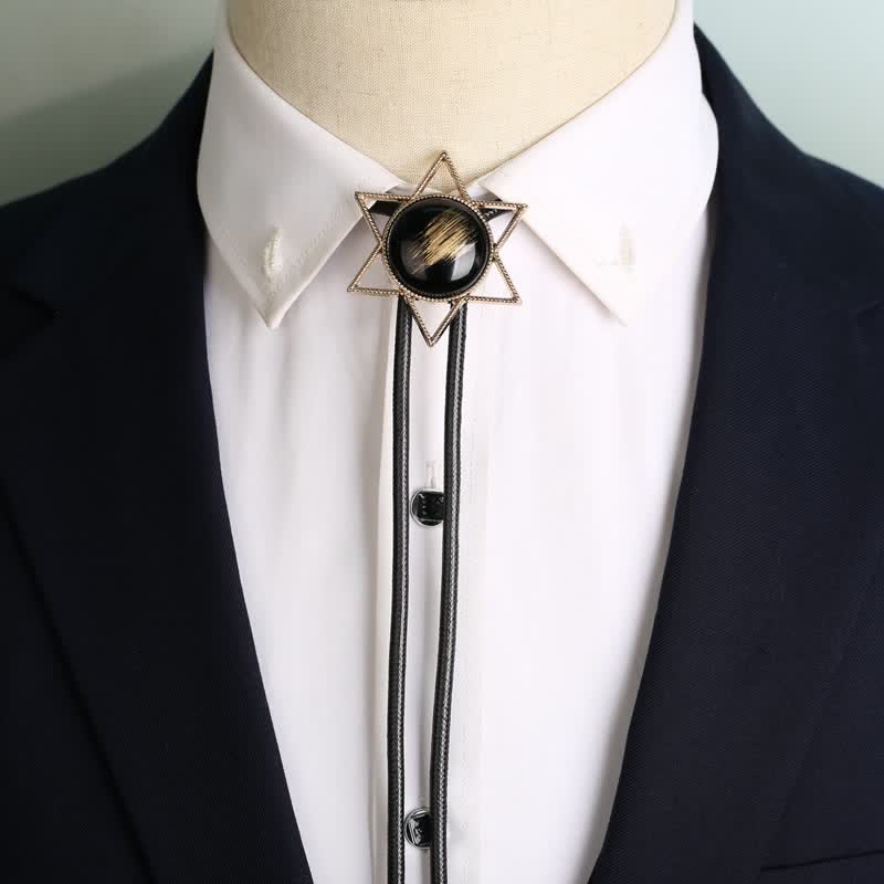 Hexagram Star Gemstone Shirt Collar Bolo Tie - image 1
