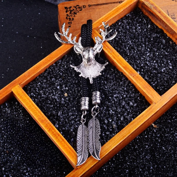 Delicated Crafted Deer Head Pendant Bolo Tie - Silver - image 0