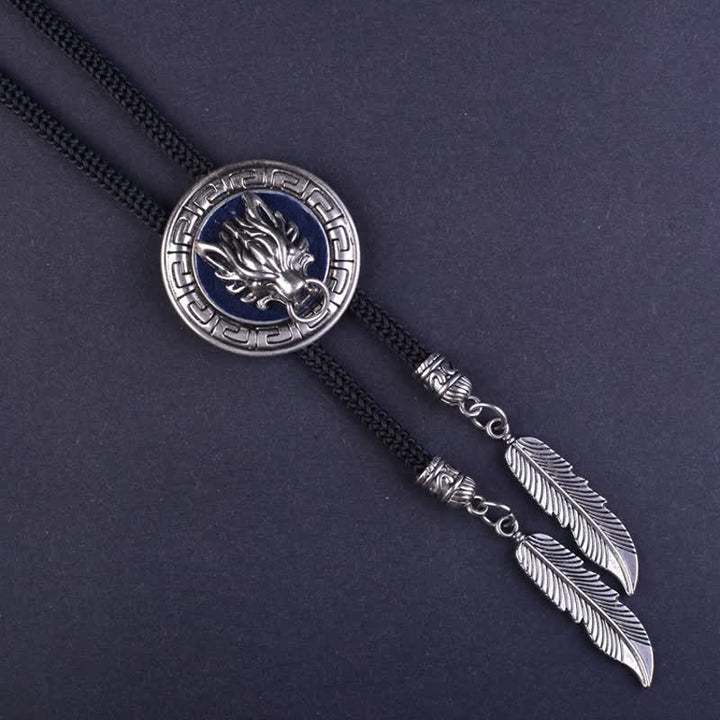 Cowboy 3D Wolf Head Pendant Bolo Tie - image 1