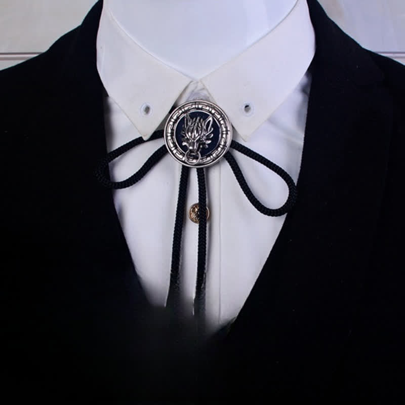 Cowboy 3D Wolf Head Pendant Bolo Tie - image 2