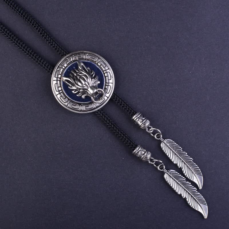 Cowboy 3D Wolf Head Pendant Bolo Tie - image 1
