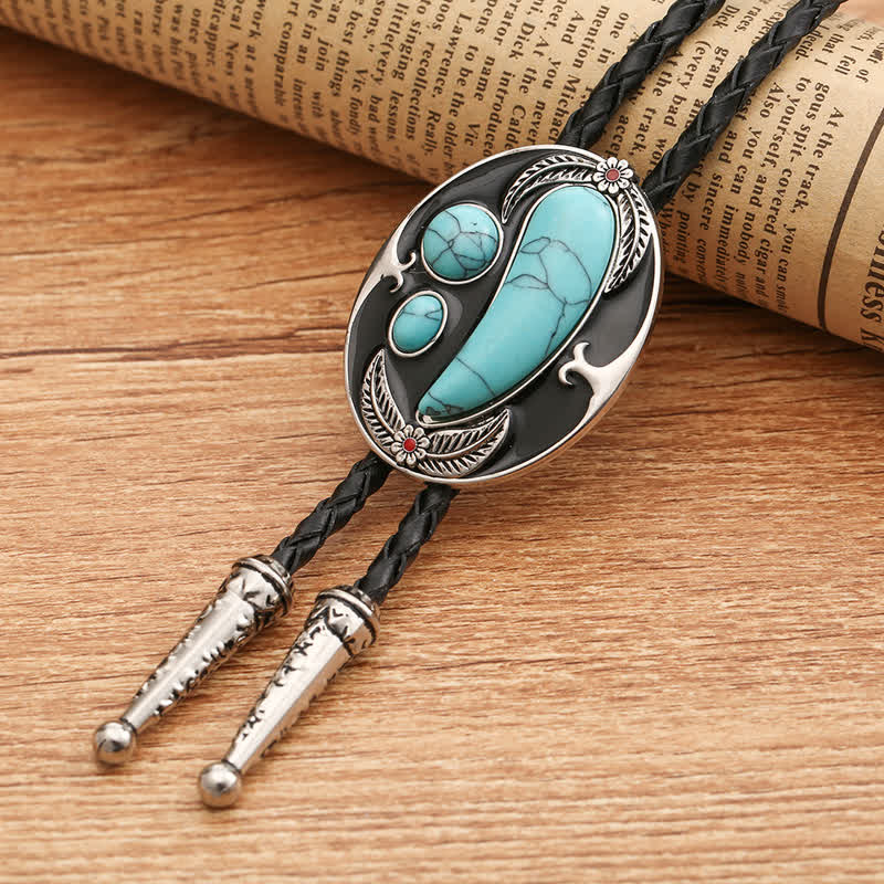Turquoise Indian Style Cowboy Bolo Tie - Blue - image 0
